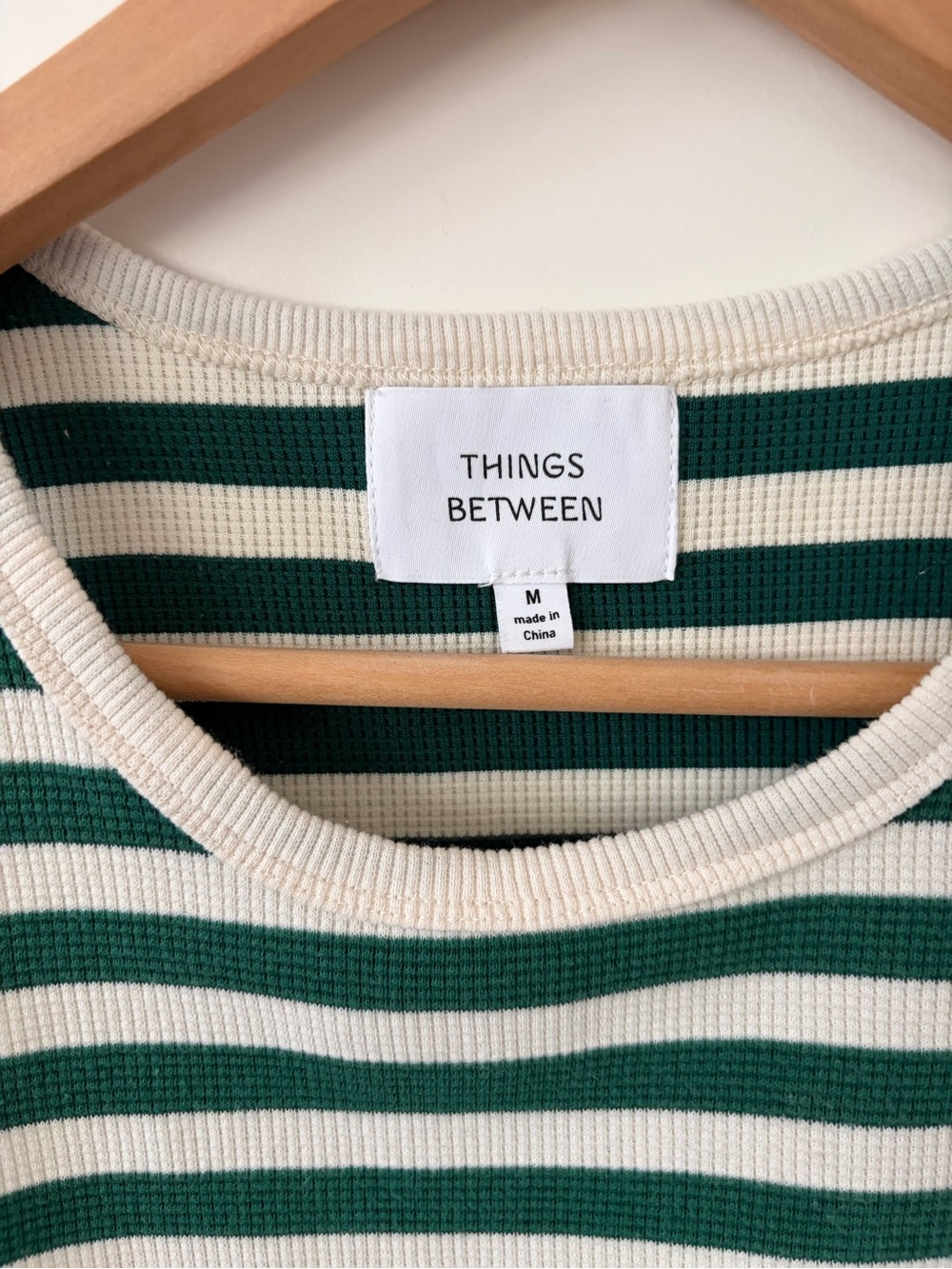 Green & Cream Striped Tank Top-waffle (Medium)